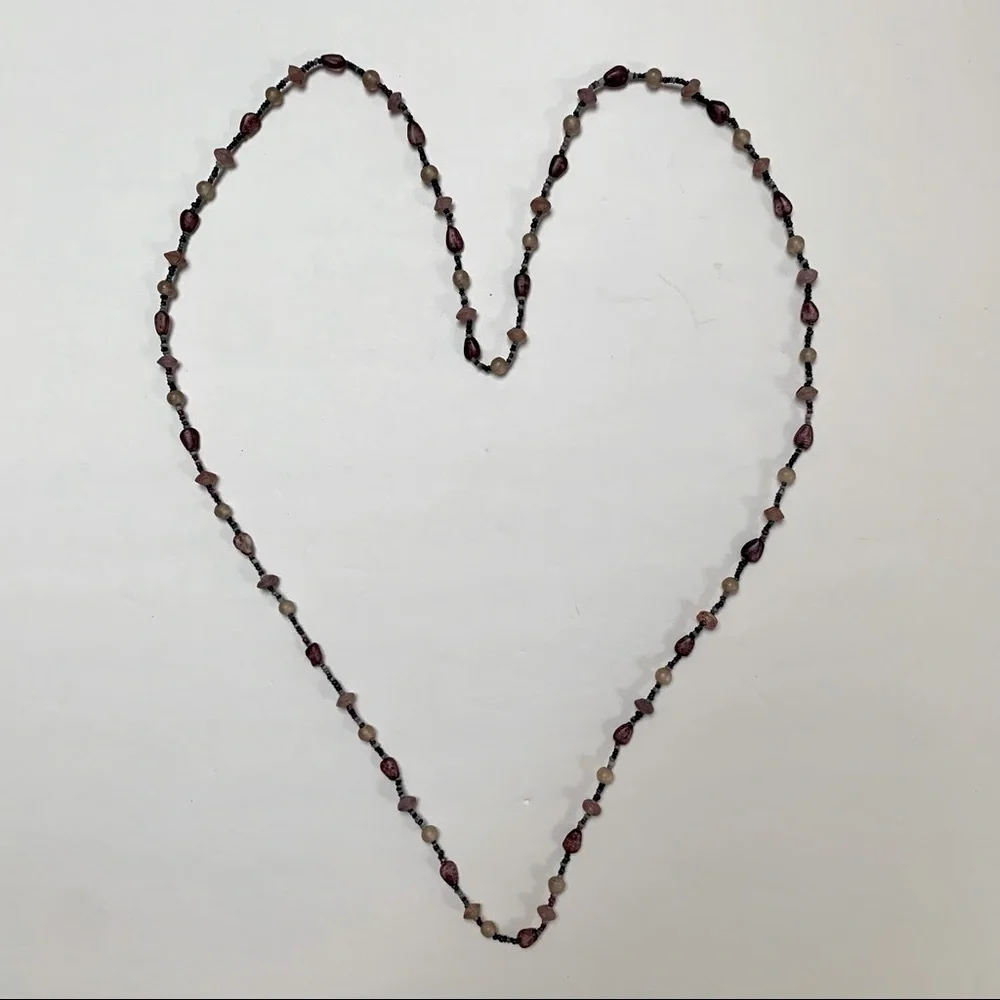 Set of 4 classic beaded long necklaces in blues and black